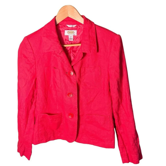 Vintage Talbots Women’s Irish Linen Blazer 10P Hot Pink Preppy Career Jacket - Picture 5 of 12